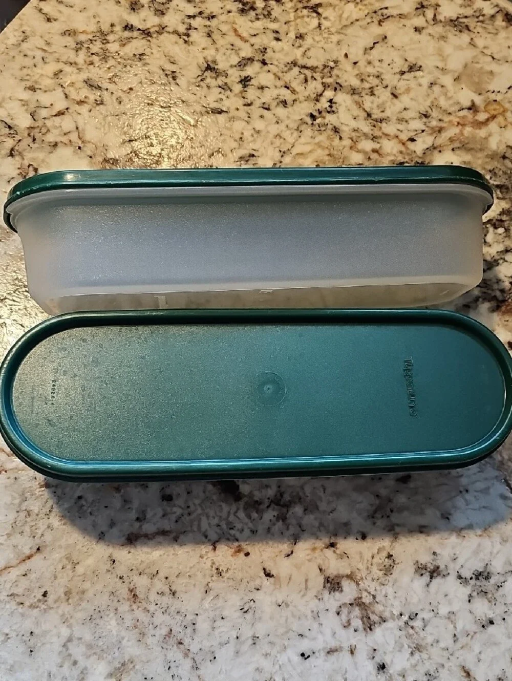 Tupperware White Containers with Dark Green Lids - Set of 4